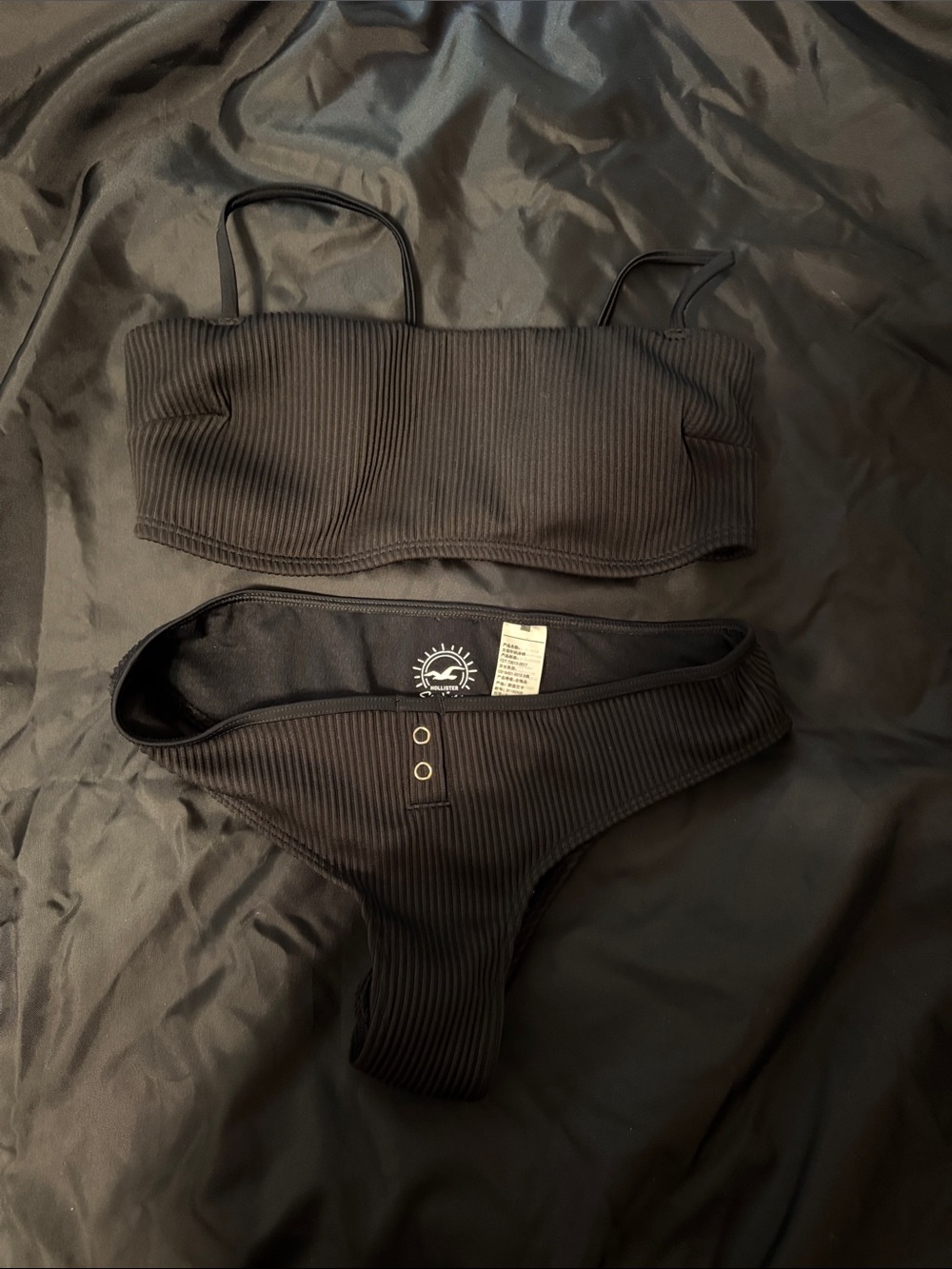Hollister Ribbed Black Two-Piece Bikini Set